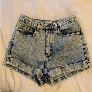 American apparel acid wash high waist shorts